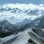 A view east over much of the central Dolomites and the Marmolada from Antermoia after light snowfall.